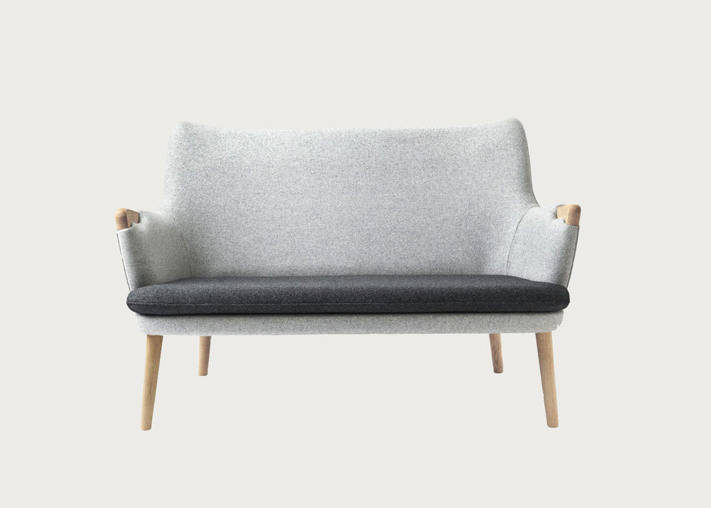 CH72 Sofa Frame Soaped Oak Upholstered in Melange 120 & 180
