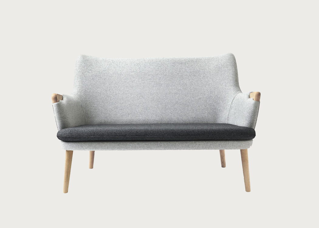 CH72 Sofa Frame Soaped Oak Upholstered in Melange 120 & 180
