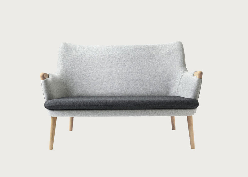 CH72 Sofa Frame Soaped Oak Upholstered in Melange 120 & 180