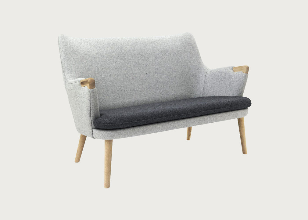 CH72 Sofa Frame Soaped Oak Upholstered in Melange 120 & 180