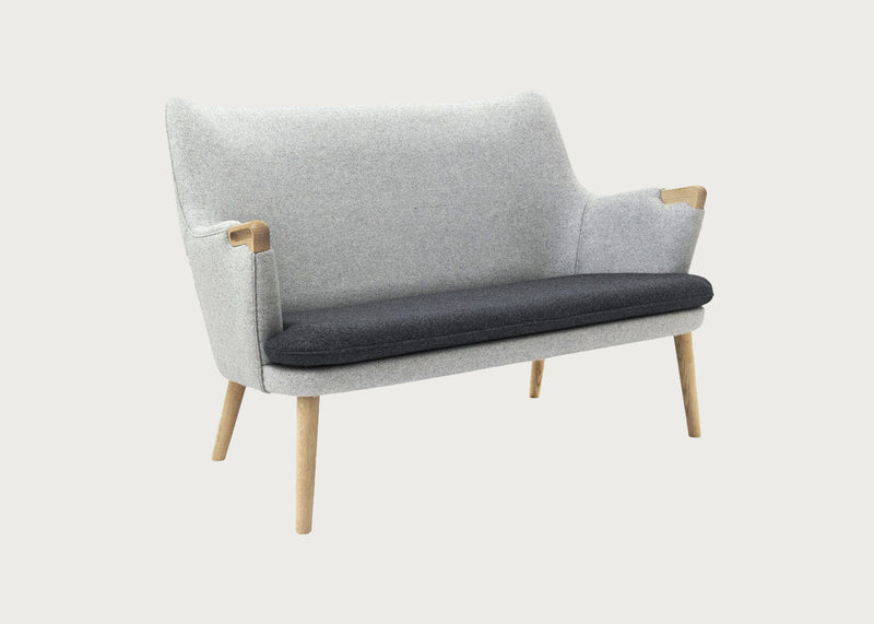 CH72 Sofa Frame Soaped Oak Upholstered in Melange 120 & 180