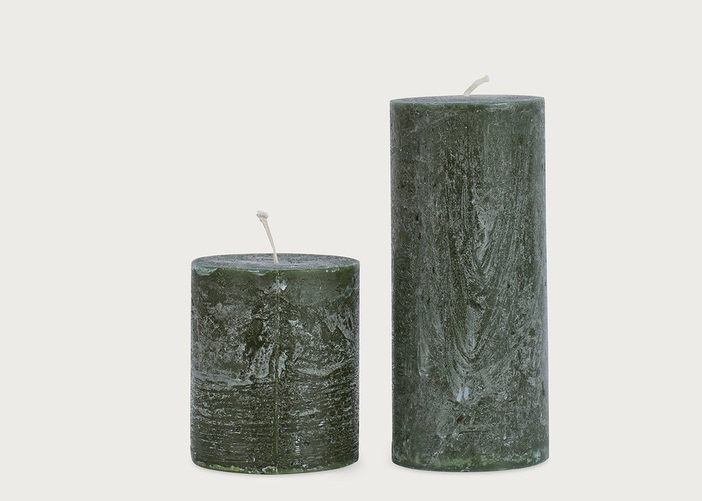 Frankincense & Pine Coloured Pillar Candle Tall