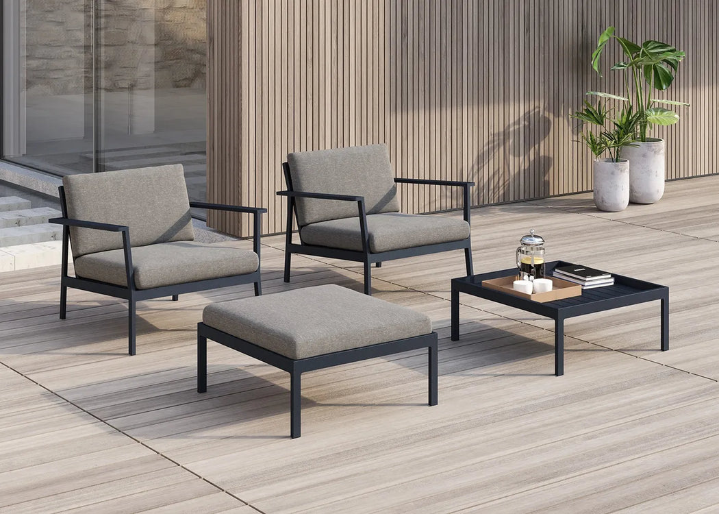 Eos Outdoor Ottoman Black