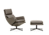 Grand Relax Chair & Ottoman Leather Umbra Grey Basic Dark Metal Base