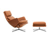 Grand Relax Ottoman Leather Cognac Polished Base Felt Glides