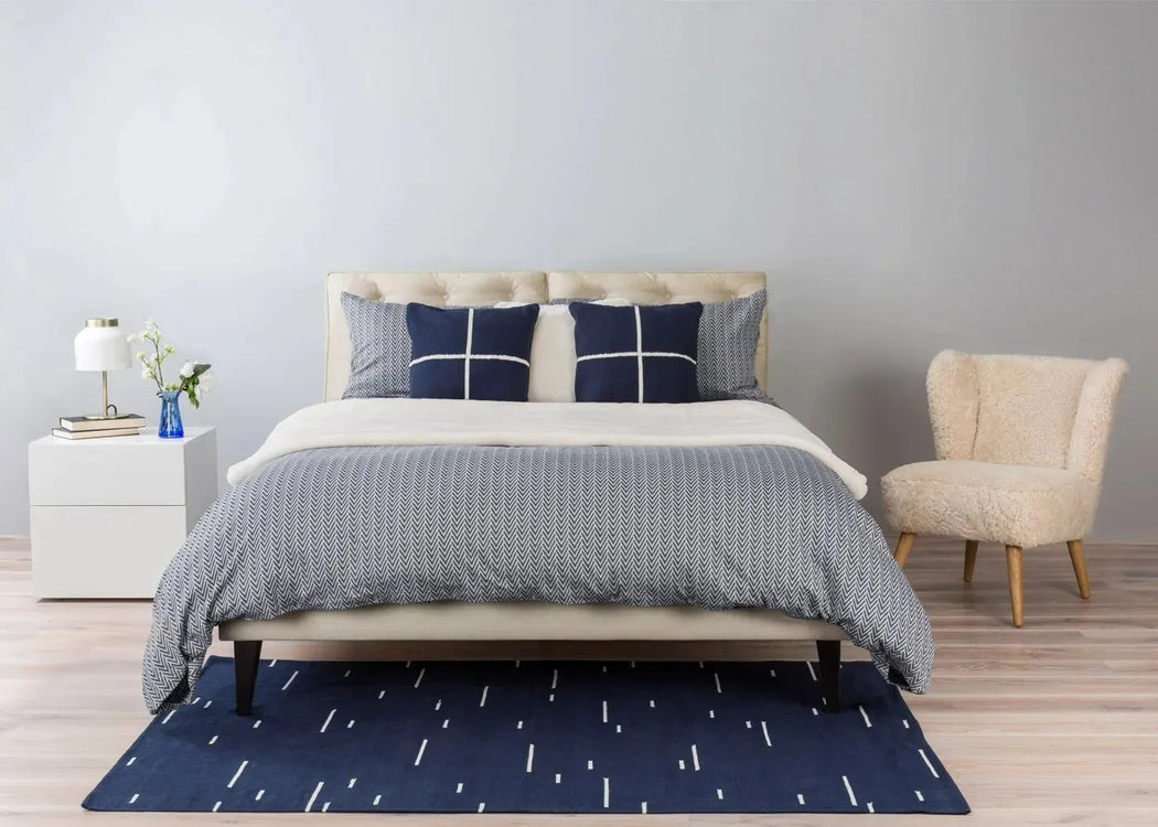 Herringbone Navy Standard Pillowcase