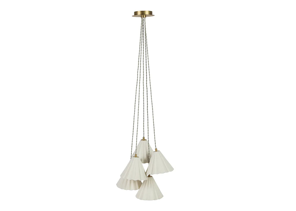Monroe Porcelain 5 Light Chandelier Pendant White & Brushed Gold