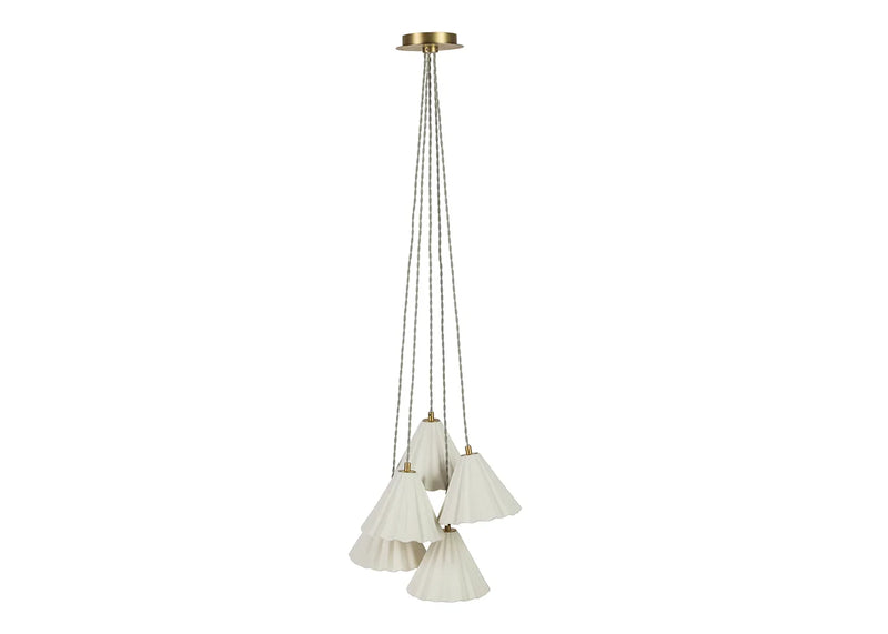 Monroe Porcelain 5 Light Chandelier Pendant White & Brushed Gold