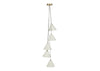 Monroe Porcelain 5 Light Chandelier Pendant White & Brushed Gold
