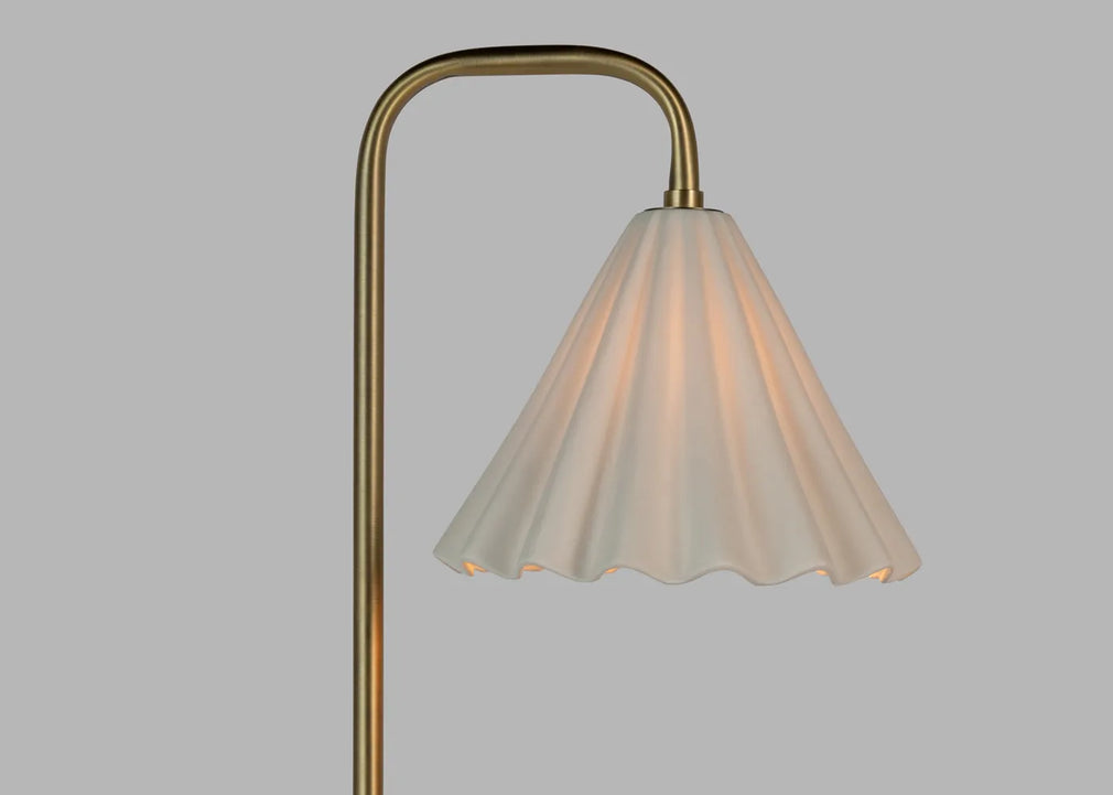Monroe Porcelain Floor Lamp White & Brushed Gold