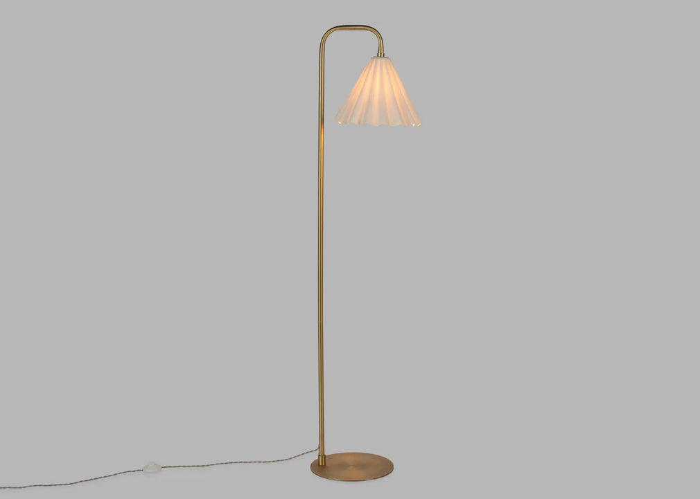 Monroe Porcelain Floor Lamp White & Brushed Gold