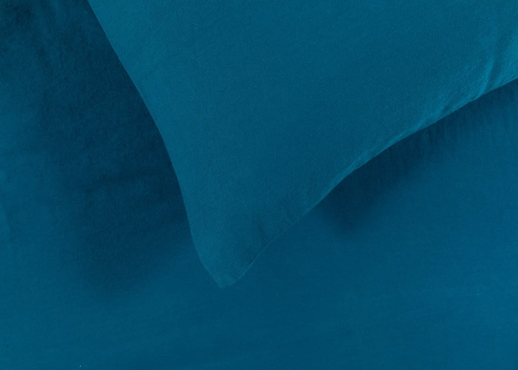 Organic Cotton Sateen Petrol Blue Duvet Cover