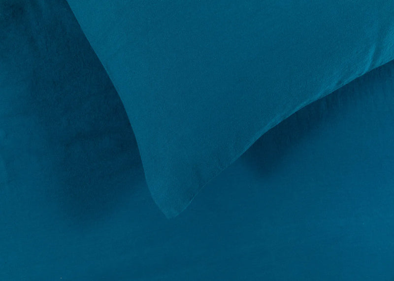 Organic Cotton Sateen Petrol Blue Duvet Cover