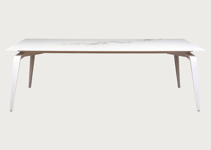 Odessa Dining Table White Marble Effect Ceramic / 240cm x 98cm / Black