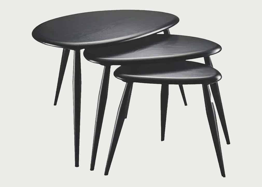 Pebble Nest of Tables Black Ash