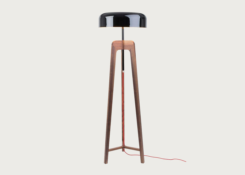 Pileo Alta Floor Lamp Walnut & Black Shade