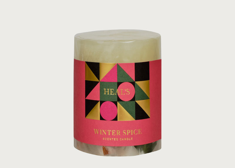 Winter Spice Scented Botanical Short Pillar Candle