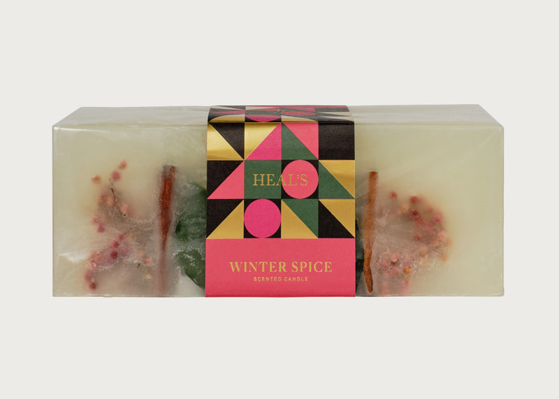 Winter Spice Scented Botanical Brick Candle