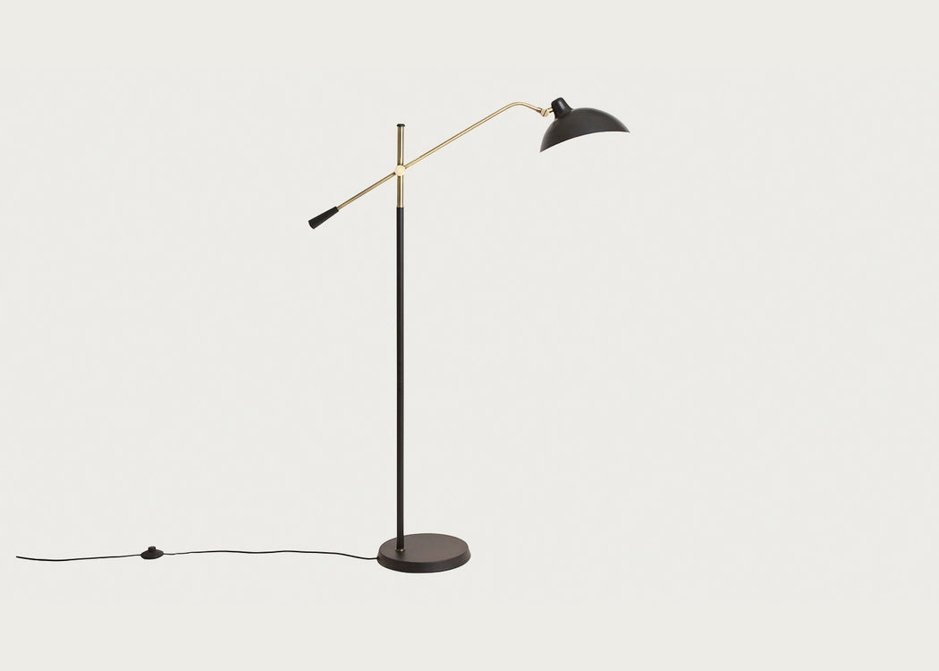 Milton Floor Lamp Black & Brass
