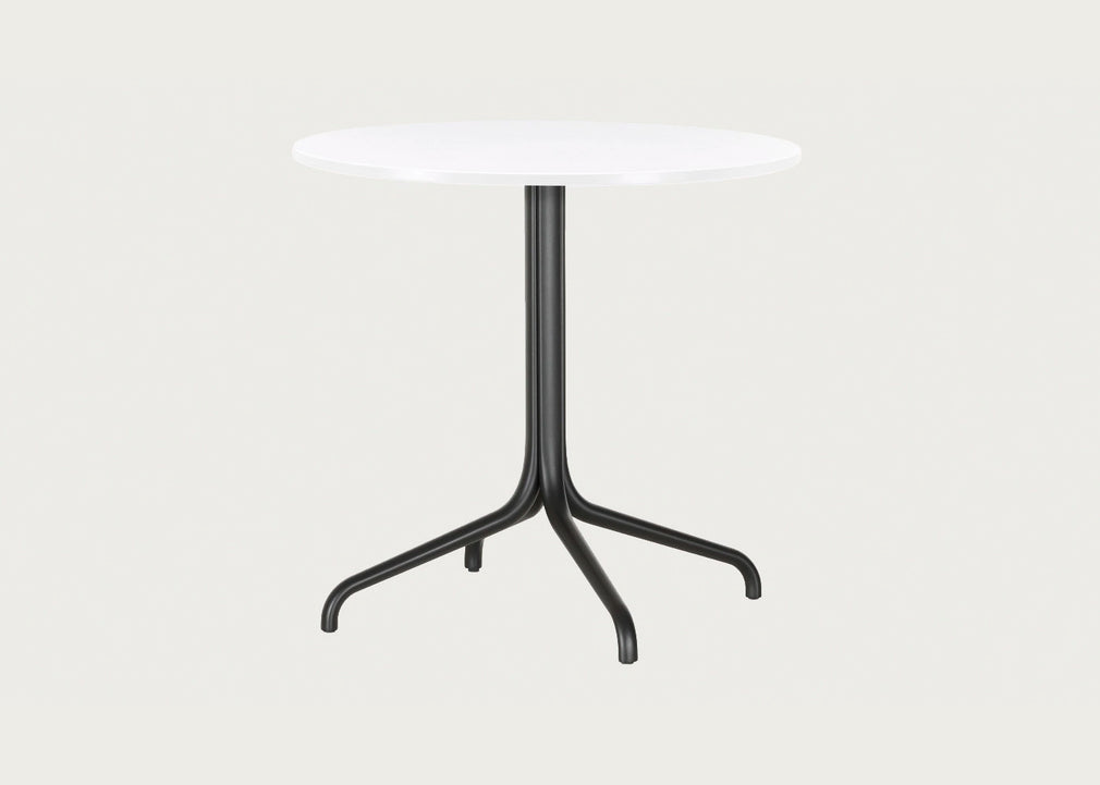 Belleville Round Table White Top Deep Black Base