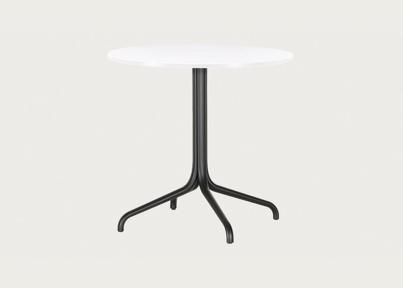 Belleville Round Table White Top Deep Black Base