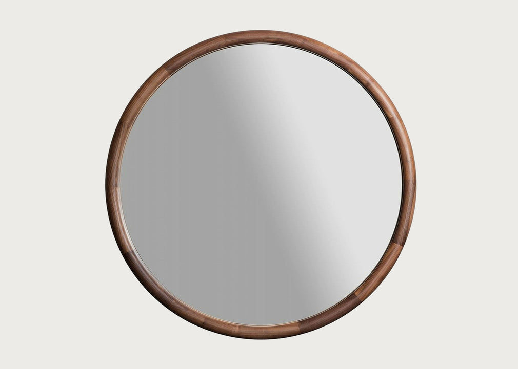 Giove Round Wall/Floor Mirror Walnut