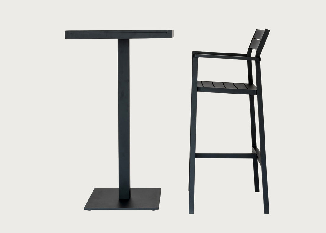 Eos Outdoor Square Bar Table Black