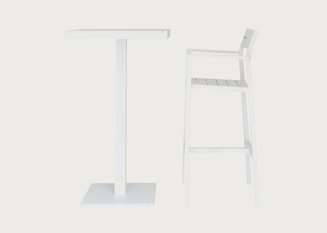 Eos Outdoor Square Bar Table White