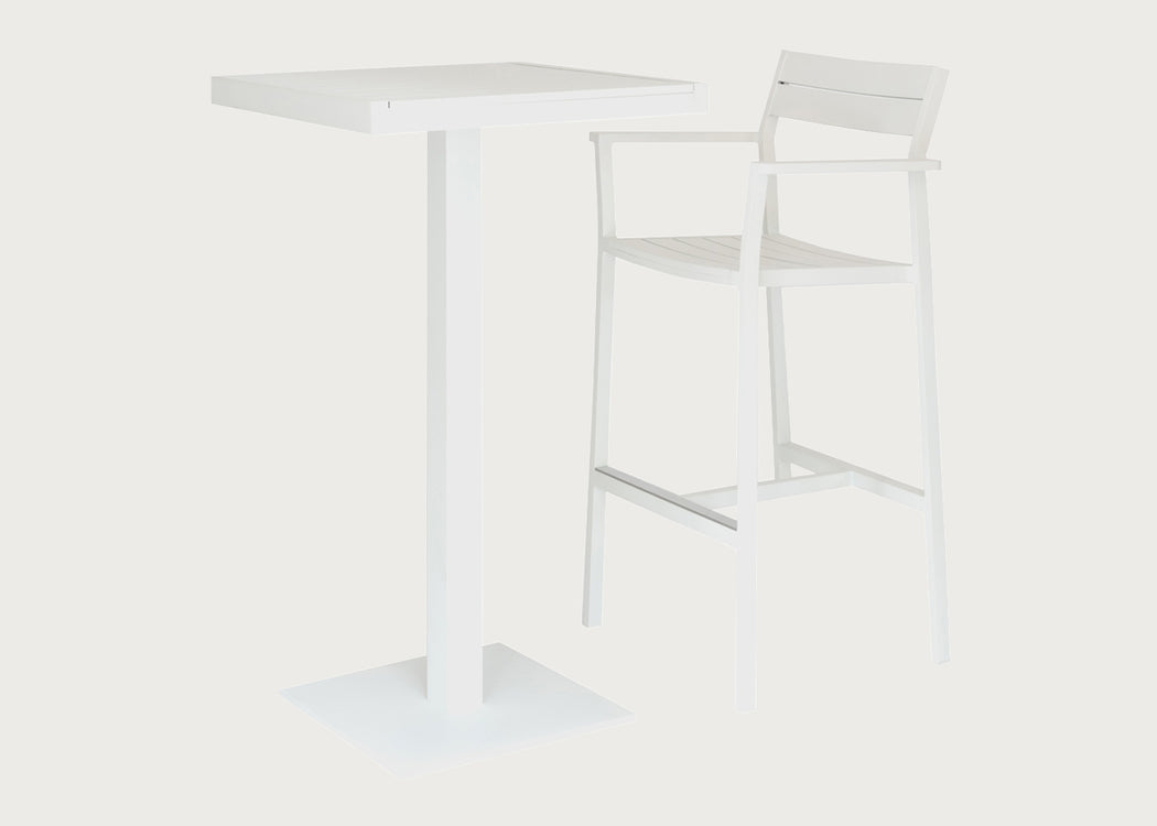 Eos Outdoor Square Bar Table White