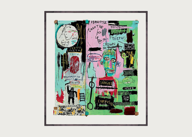 In Italian 1983 Jean-Michel Basquiat Framed Print 84cm x 93cm