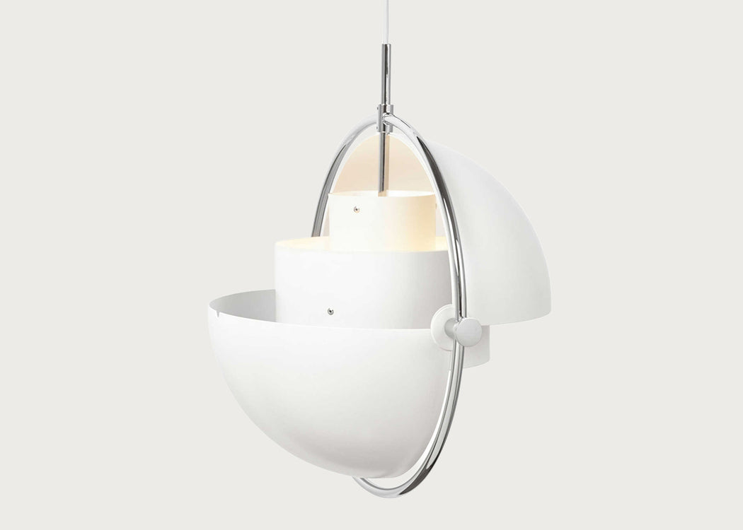 Multi-Lite Pendant Light Chrome Frame White