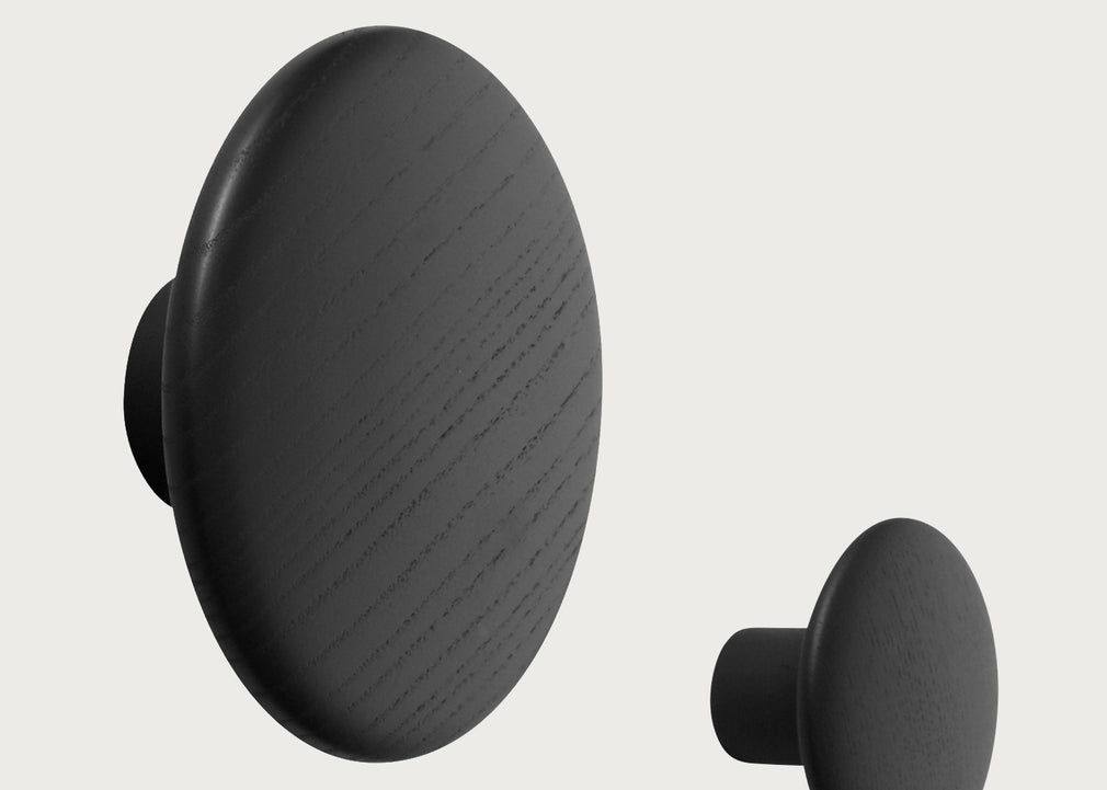The Dots Set of 5 Coat Hooks Black