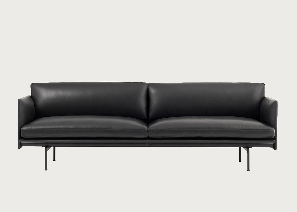 Outline 3 Seater Sofa Refine Leather Black / Black
