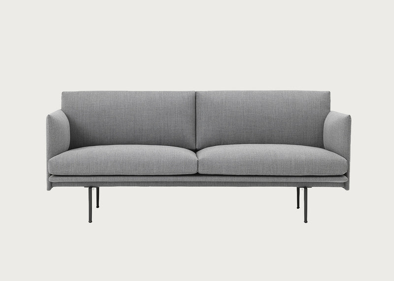 Outline 2 Seater Sofa Kvadrat Fiord Light Grey 151 / Black