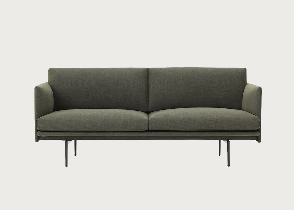 Outline 2 Seater Sofa Kvadrat Fiord Dark Green 961 / Black