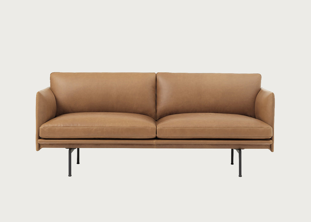 Outline 2 Seater Sofa Refine Leather Cognac / Black