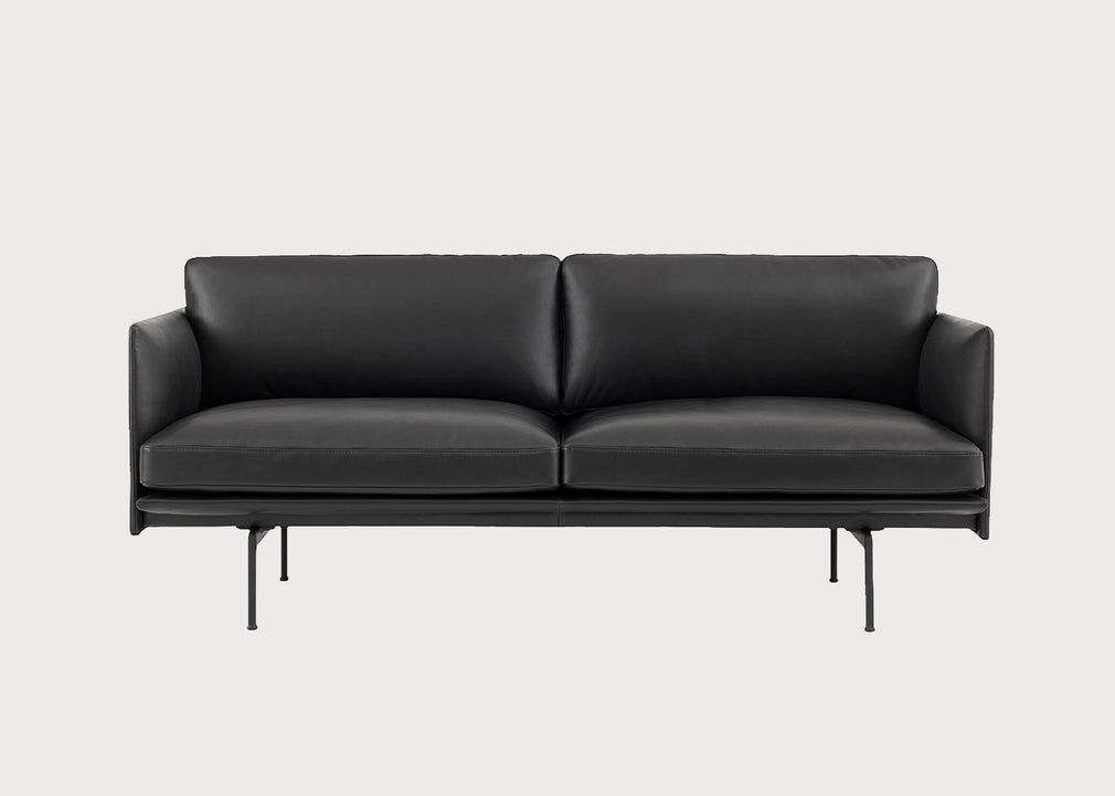 Outline 2 Seater Sofa Refine Leather Black / Black