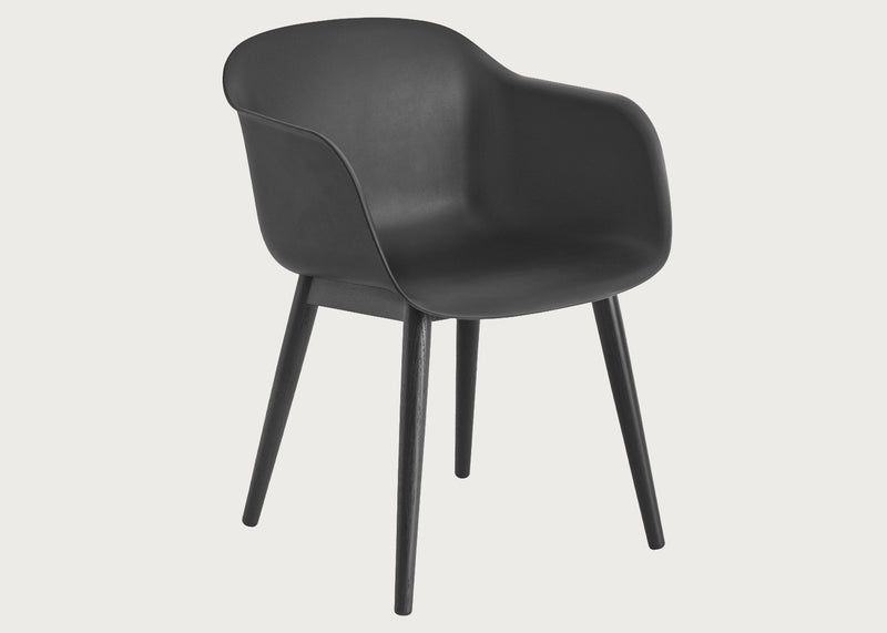Fiber Armchair Wood Base Black