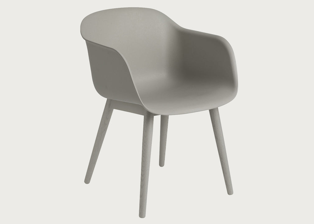 Fiber Armchair Wood Base Grey
