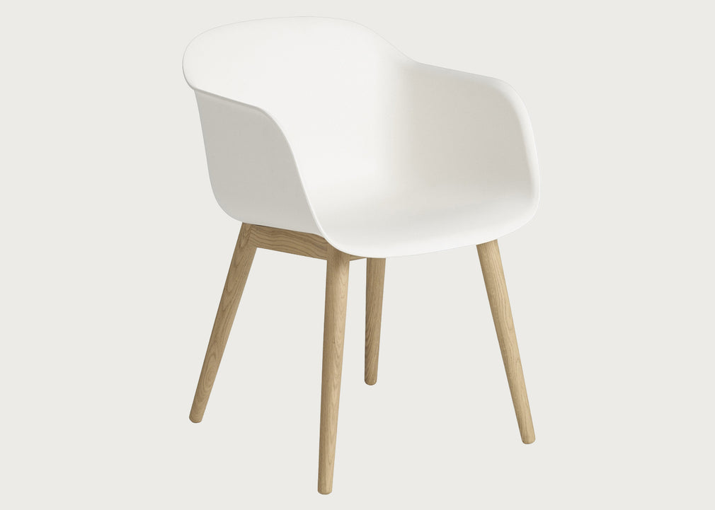 Fiber Armchair Wood Base White And Oak