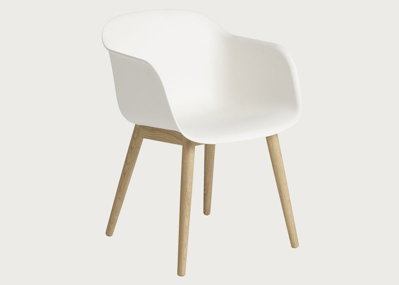 Fiber Armchair Wood Base White And Oak