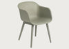 Fiber Armchair Wood Base Dusty Green
