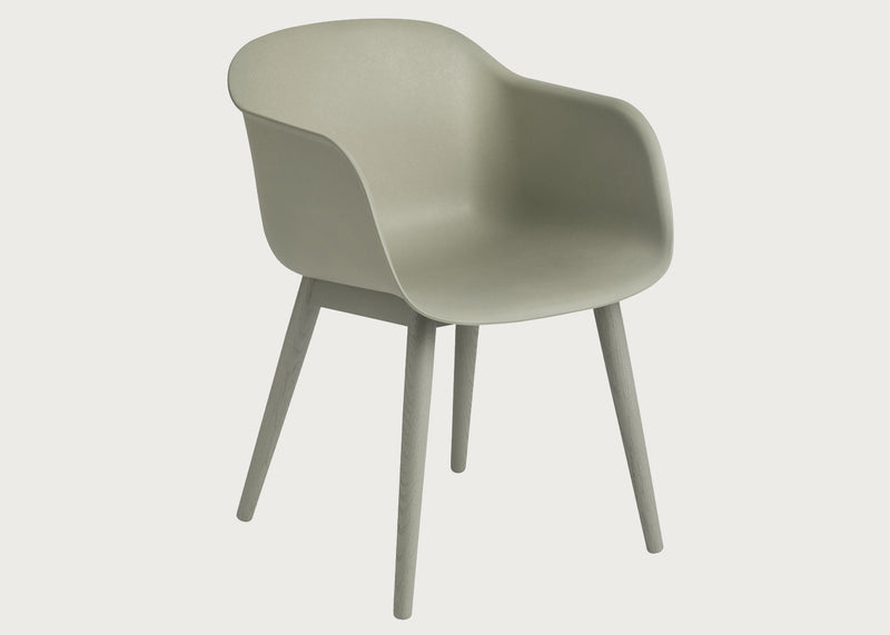 Fiber Armchair Wood Base Dusty Green