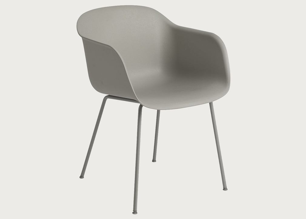 Fiber Armchair Tube Base Grey