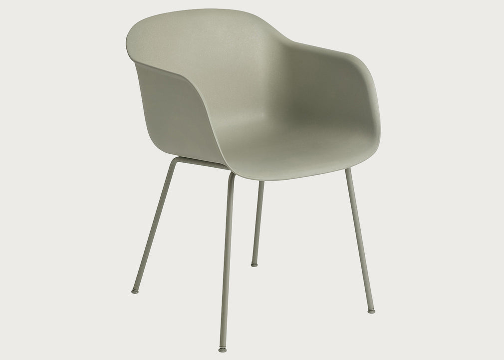 Fiber Armchair Tube Base Dusty Green