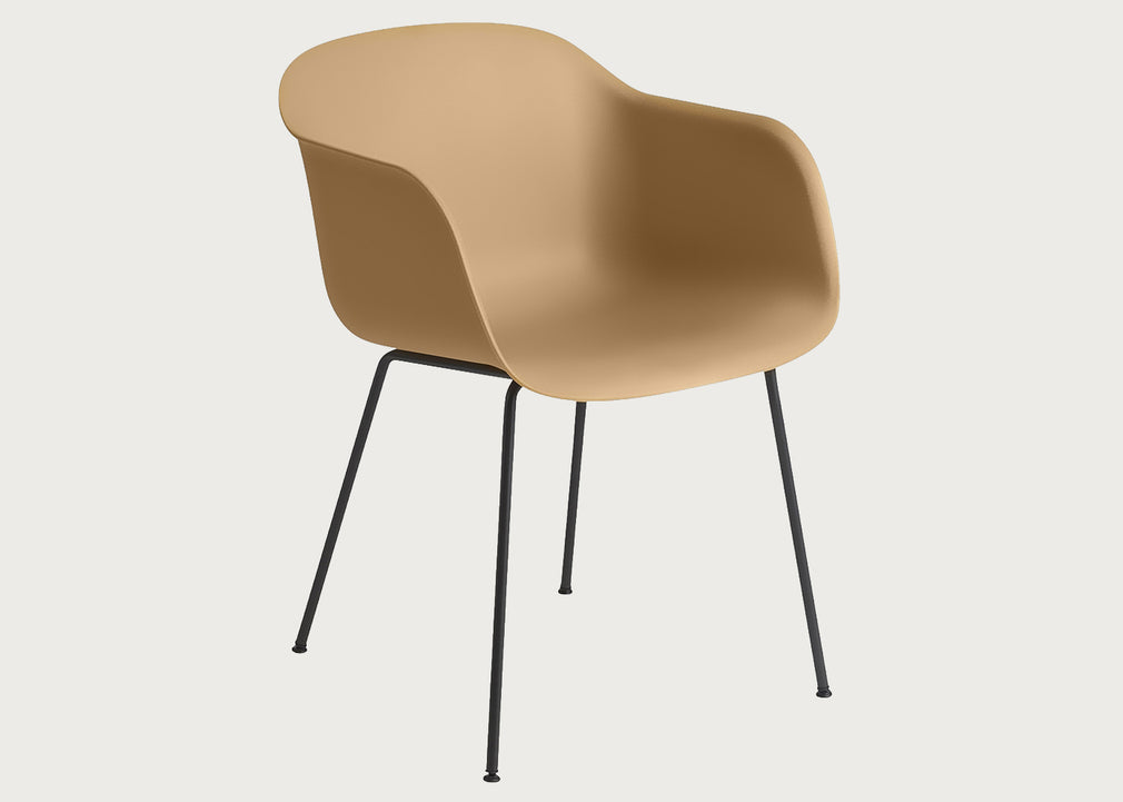 Fiber Armchair Tube Base Ochre And Black