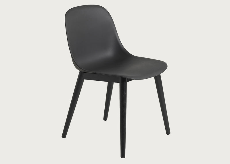 Fiber Side Chair Wood Base Black