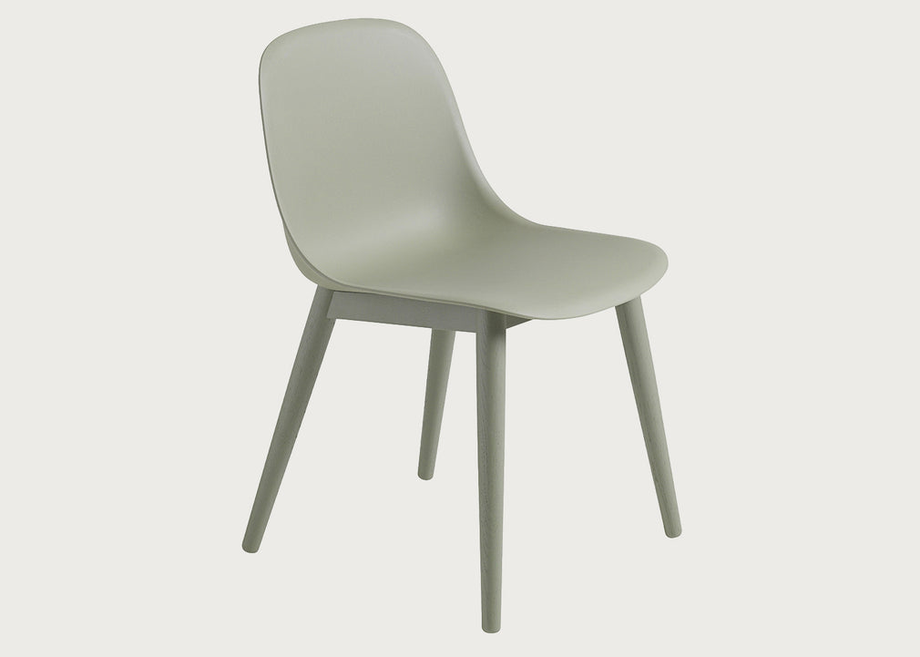 Fiber Side Chair Wood Base Dusty Green