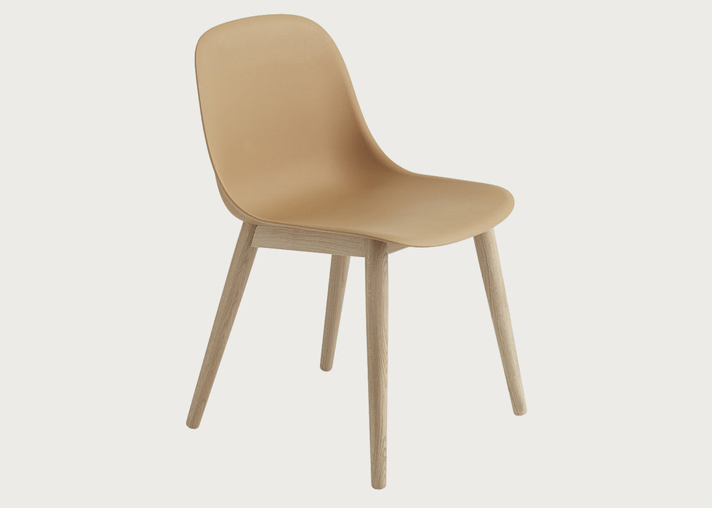 Fiber Side Chair Wood Base Ochre And Oak