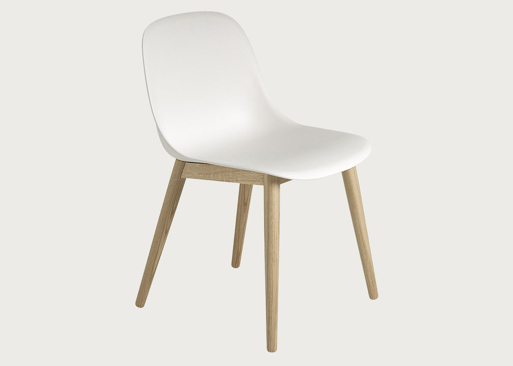 Fiber Side Chair Wood Base White And Oak